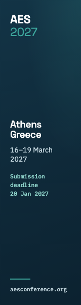 AES 2027 banner, 160 by 600 pixels
