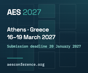 AES 2027 banner, 300 by 250 pixels